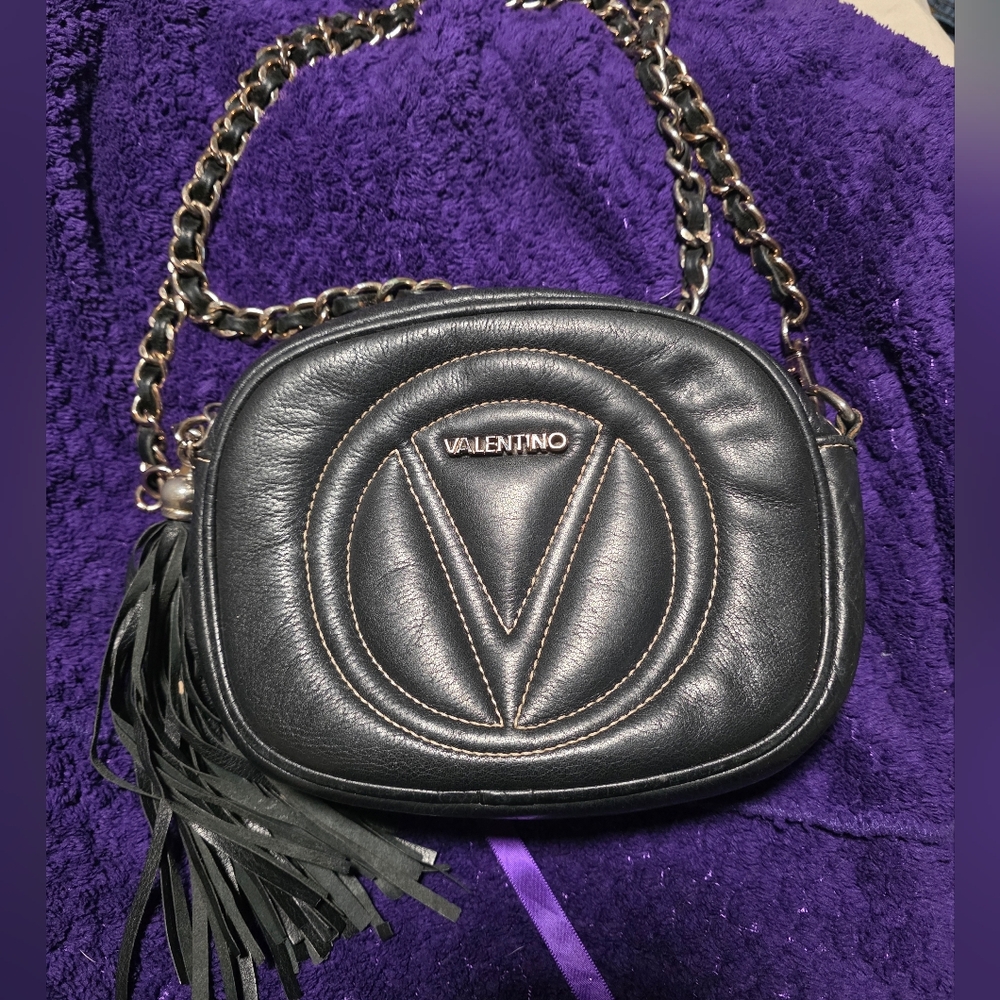 Valentino Black Leather Crossbody Bag